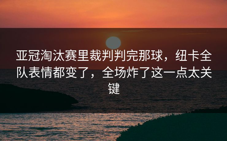 亚冠淘汰赛里裁判判完那球，纽卡全队表情都变了，全场炸了这一点太关键