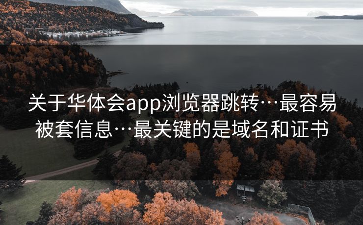 关于华体会app浏览器跳转…最容易被套信息…最关键的是域名和证书 关于华体会app浏览器跳转…最容易被套信息…最关键的是域名和证书